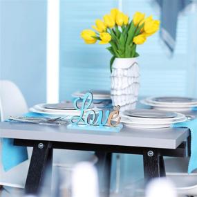 img 3 attached to 🏖️ Beach Themed Love Wooden Table Centerpiece for Home Dinner & Oktoberfest Party Decoration – 3-Piece Blessed Wood Letter Sign, 7.87 x 4.72 Inch