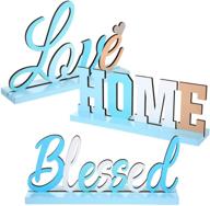 🏖️ beach themed love wooden table centerpiece for home dinner & oktoberfest party decoration – 3-piece blessed wood letter sign, 7.87 x 4.72 inch logo