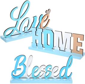 img 4 attached to 🏖️ Beach Themed Love Wooden Table Centerpiece for Home Dinner & Oktoberfest Party Decoration – 3-Piece Blessed Wood Letter Sign, 7.87 x 4.72 Inch