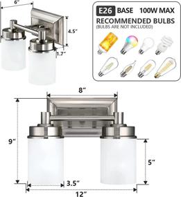 img 3 attached to 💡 MOTINI Brushed Nickel 2-Light Bathroom Vanity Fixture: Tube Frosted Glass Wall Sconce Lighting for Modern Bathroom Décor