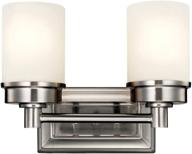 💡 motini brushed nickel 2-light bathroom vanity fixture: tube frosted glass wall sconce lighting for modern bathroom décor логотип