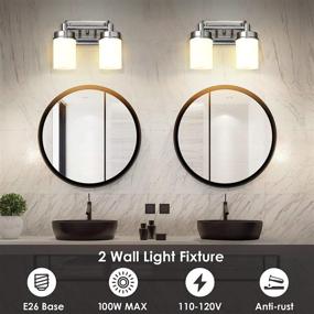 img 2 attached to 💡 MOTINI Brushed Nickel 2-Light Bathroom Vanity Fixture: Tube Frosted Glass Wall Sconce Lighting for Modern Bathroom Décor