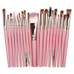 img 4 attached to 💄 Professional Makeup Brush Set – 20Pcs Synthetic Tools for Foundation, Powder, Blush, Shadow, Concealers, Eye Cosmetics – Beginner Friendly Full Set (Pink+Gold)