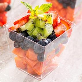 img 2 attached to Restaurantware 8 Ounce Square Mini Dessert Cups - 100 Disposable & Recyclable Clear Plastic Cups for Appetizers or Desserts