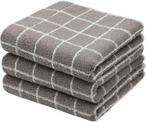 img 3 attached to 🔍 100% Cotton Terry Kitchen Dish Towel Set - Ultra-Soft Absorbent Tea Towels for Drying Dishes - Pack of 3, Thick Hand Towels - Grey, 13 Inch x 28 Inch