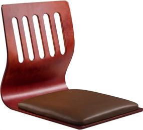 img 1 attached to 🪑 Souleden Game Chairs: Japanese Legless Wooden Floor Chair with Backrest and Cushion - Perfect for Living Room, Bay Windows, Meditation, and Relaxation