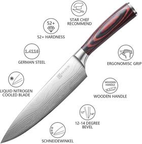 img 2 attached to 🔪 PAUDIN N1 8 inch Chef Knife - Premium German High Carbon Stainless Steel Kitchen Knife, Sharp and Professional Meat Knife with Ergonomic Handle, perfect for Family & Restaurant - Includes Gift Box