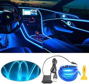 img 4 attached to 🚗 LED Interior Car Lights, LEDCARE – EL Wire Strip Lighting with USB- Powered Glowing Neon Effect, Strobe Feature, and Sewing Edge for Ambiance in Cars, Gardens, and Decorations – (5M/16.5FT, Blue)