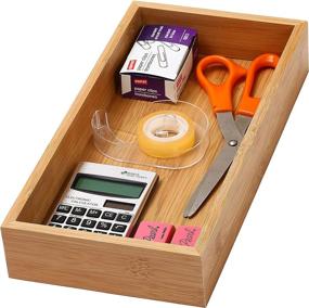 img 2 attached to 📦 YBM Home Bamboo Drawer Organizer: Versatile Storage Box for Kitchen, Office, Bedroom, Craft, and Bathroom - 6x12x2 inch"