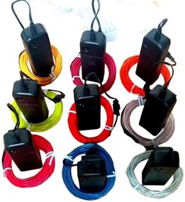 img 3 attached to 🌈 9 Pack of Jytrend 9ft Neon Light El Wire with Battery Pack - Vibrant Colors: Blue, Green, Red, White, Orange, Purple, Pink, Yellow, Aqua