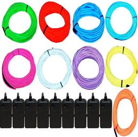 img 4 attached to 🌈 9 Pack of Jytrend 9ft Neon Light El Wire with Battery Pack - Vibrant Colors: Blue, Green, Red, White, Orange, Purple, Pink, Yellow, Aqua