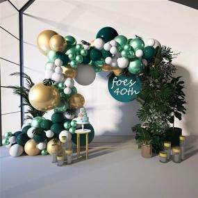 img 3 attached to 🎈 Soonlyn Jungle Safari Balloon Garland Arch Kit - 125 Pcs 18 In & 12 In, Emerald Green Gold Metallic White Balloons with Large Leaves - Party Decorations, Baby Shower, Kids Birthday