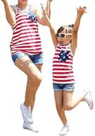 new 4th of july mommy and me american flag striped stars tank tops cami vests sleeveless shirts logo