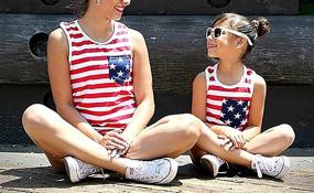 img 1 attached to New 4th of July Mommy and Me American Flag Striped Stars Tank Tops Cami Vests Sleeveless Shirts