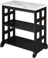 convenience concepts american heritage baldwin chairside table with white marble top and black finish logo