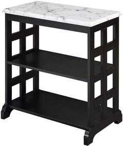 img 2 attached to Convenience Concepts American Heritage Baldwin Chairside Table with White Marble Top and Black Finish