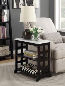 img 1 attached to Convenience Concepts American Heritage Baldwin Chairside Table with White Marble Top and Black Finish