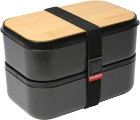 img 4 attached to 🍱 GRUB2GO Bento Lunch Box (Large 68 Oz Capacity) 2021 Model - 70% Bigger - Bamboo Chopping Board Lid, Carry Bag, 2 Dividers, Utensils, Sauce Container Included