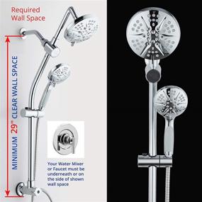 img 2 attached to 🚿 Enhance Your Shower Experience with Spa Station 34" Adjustable Drill-Free Slide Bar and 48-setting Showerhead Combo - 3-way Rain & Handheld Shower Head, Height Extension Arm, Low Reach Diverter, Stainless Steel Hose - Chrome Finish