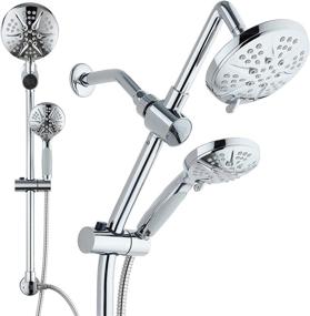 img 4 attached to 🚿 Enhance Your Shower Experience with Spa Station 34" Adjustable Drill-Free Slide Bar and 48-setting Showerhead Combo - 3-way Rain & Handheld Shower Head, Height Extension Arm, Low Reach Diverter, Stainless Steel Hose - Chrome Finish