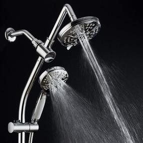 img 1 attached to 🚿 Enhance Your Shower Experience with Spa Station 34" Adjustable Drill-Free Slide Bar and 48-setting Showerhead Combo - 3-way Rain & Handheld Shower Head, Height Extension Arm, Low Reach Diverter, Stainless Steel Hose - Chrome Finish