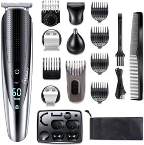 img 4 attached to Hatteker 5 In 1 Men's Hair Clipper Beard Trimmer Grooming Kit, Body Groomer for Nose Ear Facial Hair, Mustache Trimmer - Cordless Waterproof Design