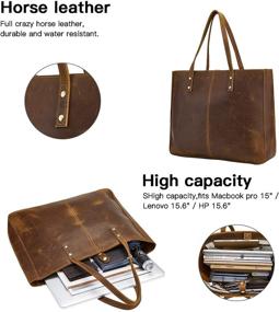 img 1 attached to 👜 BRASS TACKS Crazy Horse Leather Handbag - Full Grain Leather Business Shoulder Bag for Men and Women - Vintage Brown Laptop Bag