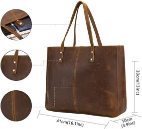 img 3 attached to 👜 BRASS TACKS Crazy Horse Leather Handbag - Full Grain Leather Business Shoulder Bag for Men and Women - Vintage Brown Laptop Bag