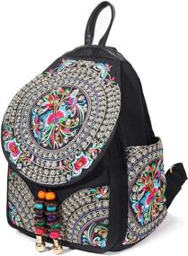 img 3 attached to 🎒 Vibrant Handmade Embroidered Backpack: Stylish Women's Shoulder Bag, Wallet, and Fashion Accessory