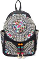 🎒 vibrant handmade embroidered backpack: stylish women's shoulder bag, wallet, and fashion accessory logo