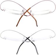 stylish liansan titanium rimless eyeglasses for men and women - 2 pairs reading glasses in purple & silver 8013 logo