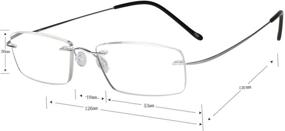 img 1 attached to Stylish LianSan Titanium Rimless Eyeglasses for Men and Women - 2 Pairs Reading Glasses in Purple & Silver 8013