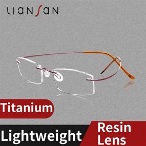 img 2 attached to Stylish LianSan Titanium Rimless Eyeglasses for Men and Women - 2 Pairs Reading Glasses in Purple & Silver 8013