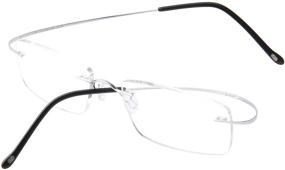 img 3 attached to Stylish LianSan Titanium Rimless Eyeglasses for Men and Women - 2 Pairs Reading Glasses in Purple & Silver 8013