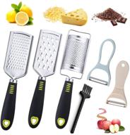 🧀 cheese grater set: 5 handheld stainless steel grinders for kitchen food - cheese, chocolate, fruit & vegetable multi-purpose grater logo