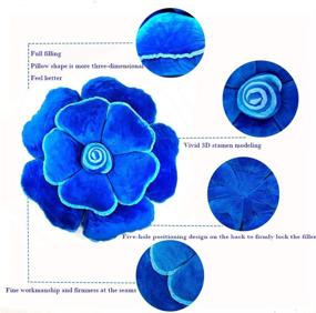 img 3 attached to 🌸 Blue Flower Pillows, Adorable Floor Pillows, Luxurious Rose Cushions, Comfortable Pillows, Medium 19.7" Diameter