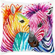 🦓 european quality zebras needlepoint kit: create a stunning 16×16 inch throw pillow with printed tapestry canvas! logo