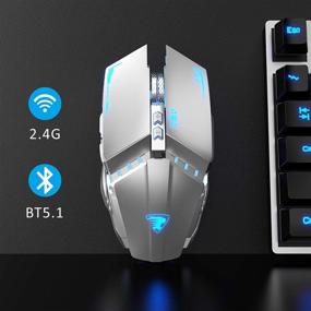 img 3 attached to 🖱️ TENMOS T21 Bluetooth Mouse, Dual Mode (Bluetooth 5.1+ USB) Wireless Mouse with LED, Rechargeable & Silent, Ideal for Laptop, iPad, MacOS, PC, Windows, Android (Silver)