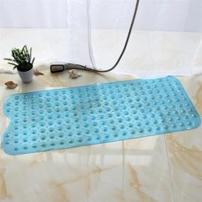 img 3 attached to 🛁 Eanpet Extra-Long Bath Mat for Tub - Anti-Slip Kids Shower Mat - Large Tub Shower Mats - Machine Washable (39" L x 16" W, Clear Blue)