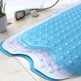 img 1 attached to 🛁 Eanpet Extra-Long Bath Mat for Tub - Anti-Slip Kids Shower Mat - Large Tub Shower Mats - Machine Washable (39" L x 16" W, Clear Blue)