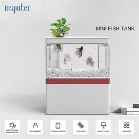 img 3 attached to 🐠 Premium 1-Gallon Insputer Mini Fish Tank with Filter, LED Light, Betta Aquarium and Hydroponic Plants Basket - Ideal for Office, Home Desk, and Tropical Freshwater Setup with Convenient Phone & Pad Holder