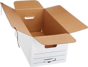 img 3 attached to Organize your Space with 12-Pack Amazon Basics Medium Duty Storage Filing Boxes | Letter Size with String & Button Closure