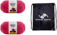 bernat knitting yarn blanket brights big ball pixie pink 2-skein factory pack (same dyelot) with artsiga crafts project bag - bundle deal! logo