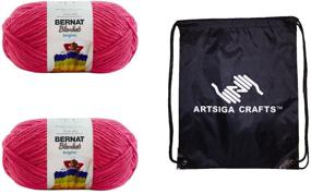 img 2 attached to Bernat Knitting Yarn Blanket Brights Big Ball Pixie Pink 2-Skein Factory Pack (Same Dyelot) with Artsiga Crafts Project Bag - Bundle Deal!