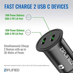 img 3 attached to Ziplified 36W Metal 2-Port USB C PD 3.0 Car Charger - Compatible with iPhone 12/12 Pro Max/12 Mini/11/11 Pro Max/X, Galaxy S21/S20/S10 Mini - Zip-CPD2