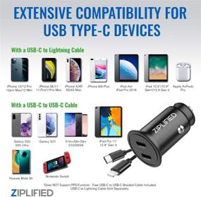 img 2 attached to Ziplified 36W Metal 2-Port USB C PD 3.0 Car Charger - Compatible with iPhone 12/12 Pro Max/12 Mini/11/11 Pro Max/X, Galaxy S21/S20/S10 Mini - Zip-CPD2