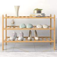 👠 bamfox 3-tier shoe rack: efficient bamboo stackable storage organizer for entryway, hallway, and closet логотип