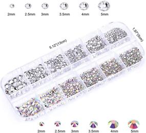 img 3 attached to 3000 PCS Rhinestones for Crafts, PHOGARY AB Rhinestones Flat Back (Small Size 1.5-5 mm) in 13 Colors with Pick Up Tweezer - Ideal for Craft Projects, Nail Art, Face Art, Clothing, Shoes, Bags, Phone Cases, and DIY