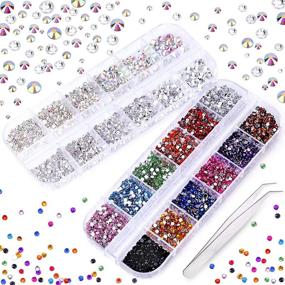 img 4 attached to 3000 PCS Rhinestones for Crafts, PHOGARY AB Rhinestones Flat Back (Small Size 1.5-5 mm) in 13 Colors with Pick Up Tweezer - Ideal for Craft Projects, Nail Art, Face Art, Clothing, Shoes, Bags, Phone Cases, and DIY