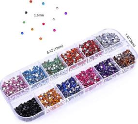 img 2 attached to 3000 PCS Rhinestones for Crafts, PHOGARY AB Rhinestones Flat Back (Small Size 1.5-5 mm) in 13 Colors with Pick Up Tweezer - Ideal for Craft Projects, Nail Art, Face Art, Clothing, Shoes, Bags, Phone Cases, and DIY